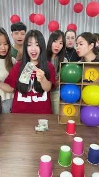 Lucky Balloon Pop Challenge 🎈💥 Flip the Cups & Win! 🎁😆#funny #challenge #shorts