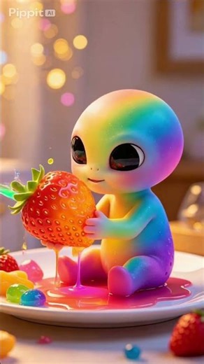 Satisfying Alien ASMR Eating Chocolate, Slime & Weird Fruits 👽🍫 #viral #fy #asmr #cute #funny #fyp