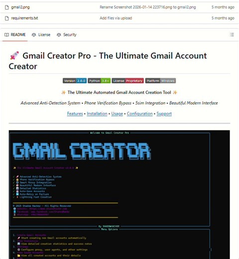 This shouldn't exist on GitHub.A repo claims it can create Gmail accounts, bypass phone verification, and avoid detection automatically.We're reaching a point where creating fake online identities is becoming a script, not a skill.Repo: https://t.co/sGCWfCd7Au