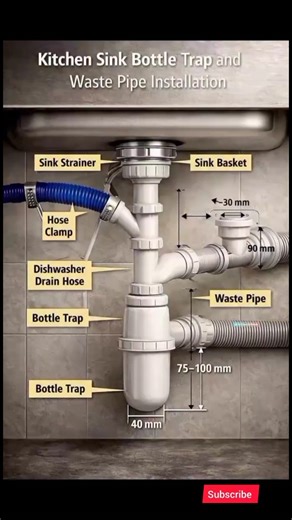Kitchen Sink Bottle Trap Installation | Sink Waste Pipe Fitting #shorts
