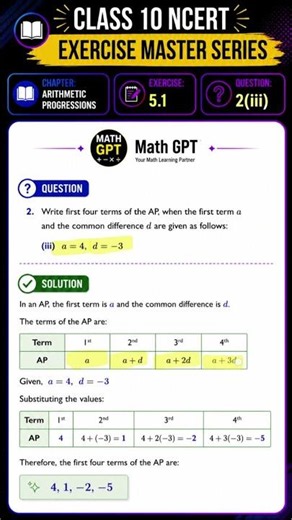 NCERT Class 10 Maths | Arithmetic Progressions | Exercise 5.1 Question 2(iii) #class10maths