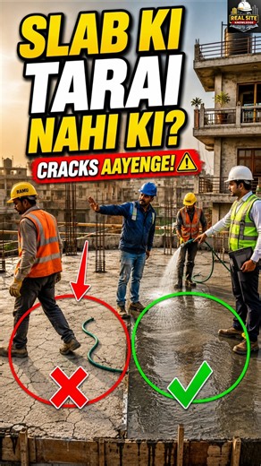 90% लोग यही गलती करते हैं? 😱 | Concrete Curing Ka Importance #Shorts #civilengineering #slab