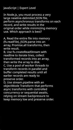 Node.js Massive JSON Transformation Options #StreamPipelining #ConcurrentProcessing #TransformingLar