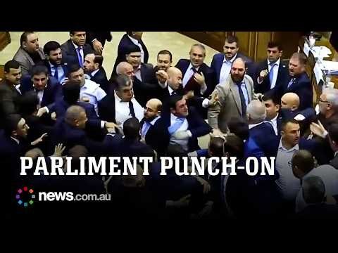 Insane brawl erupts in Armenian Parliament