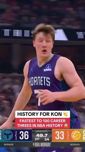 Kon Knueppel has reached 100 made three-pointers in just his 29th game of the season