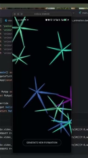 Flutter Crystal Formation Simulation | Procedural Growth Animation Using CustomPainter