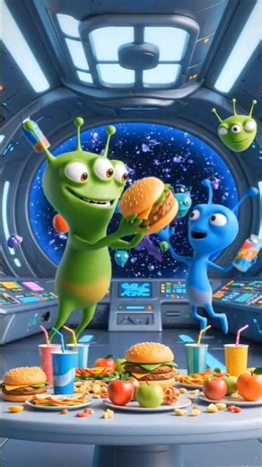 Alien Zero Gravity Food Fight 😂🚀👽 #Shorts #Funny