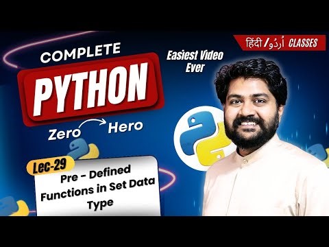 Pre defined functions in Set data type-Hindi/Urdu | Lec-29 | Python 2026 Complete course