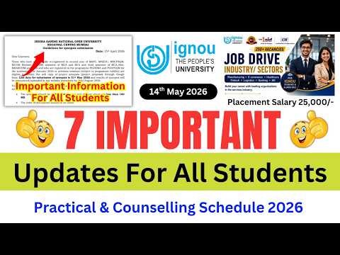 (Breaking News) IGNOU Released 7 Important Updates for all Students_Date Sheet, Practical, Synopsis