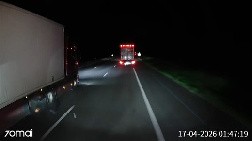 Truck tire explodes on highway at night in Valence, France