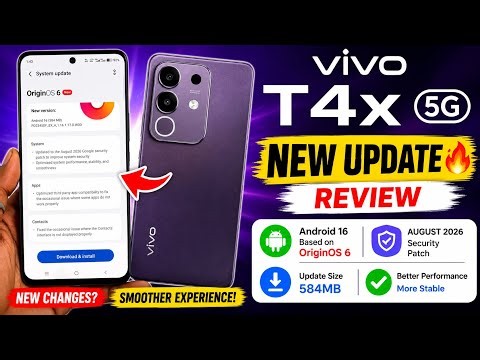 Vivo T4x 5G New Update 🔥 || 584MB OriginOS 6 Update || August 2026 Software Update Review 🥰