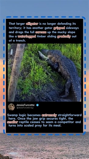 Huge Alligator Drags Smaller Gator As Its Next Meal! 🐊 #Wildlife #AnimalFacts