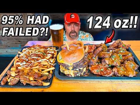 95% Hadn't Eaten HALF of Peggs' 124oz Burger and Chicken Wings Street Food Challenge!!