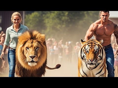 Lion vs Tiger ⚡ Epic Race in USA Village | Real Power Showdown