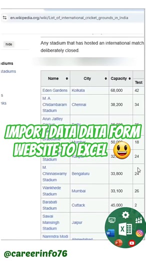 Import data Data form website to excel 👍 #ExcelTricks #ExcelShorts #ExcelTips #LearnExcel #excel #yt