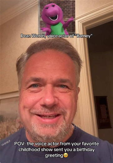 I just got off of church, and received this from the one and only @Dean Wendt , the voice behind my favorite childhood character, Barney!!!!💜 Watching Barney actually inspired me to sing more so I'M SO SO HAPPYYYYYY THANK YOU SO MUCH💜⭐️ #barney #angelonstage #cameo