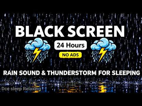 99℅ Fall asleep | Heavy rain and thunder sounds for sleep | Black screen | 24 Hours