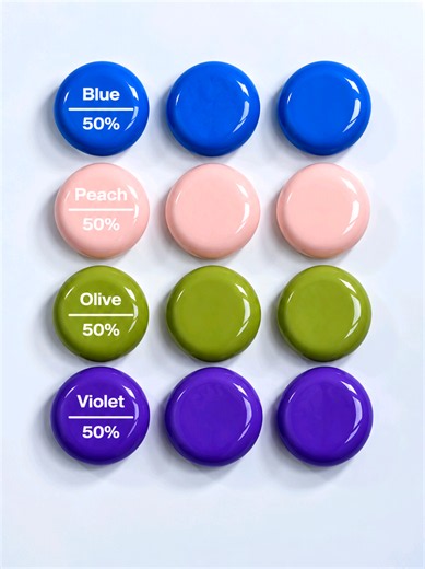 Blue Peach Olive Violet 5-Color Painting Combo