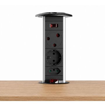 Powerlogic MK4 (Round Top) Pull up Multiplug - Black