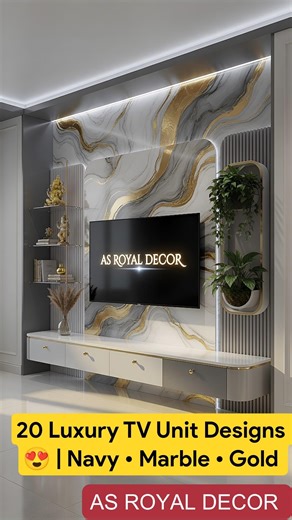 20 Luxury TV Unit Designs 😍 | Navy • Marble • Gold | AS ROYAL DECOR 🔥 #interiordesign #tvunit #home