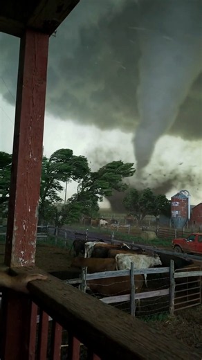 GIANT Wedge Tornado Over Texas Cattle Farm! Terrifying! 🌪️🐄😱 #tornado #weatherchannel #skywarn