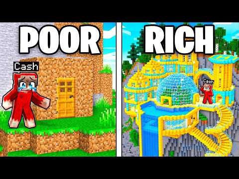 From POOR to RICH Cliff House in Minecraft!