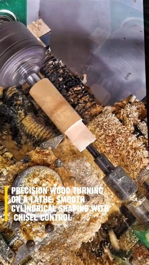 Precision Wood Turning on a Lathe: Smooth Cylindrical Shaping with Chisel Control