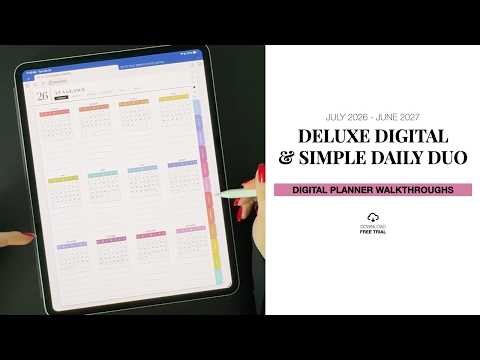 Deluxe Digital and Simple Daily Duo Planner Walkthrough for Mid Year July 2026 - June 2027