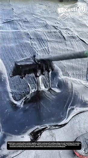 Seamless Waterproof Coating Application | Professional Bitumen Layering Technique.