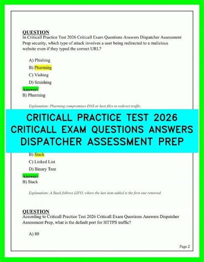 CRITICALL PRACTICE TEST 2026 CRITICALL EXAM QUESTIONS ANSWERS DISPATCHER ASSESSMENT PREP GUIDE 202
