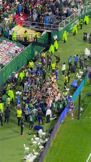 SCENES AT THE FINAL WHISTLE: England Players and Fans Sing "Wonderwall" Mexico 2-3 England