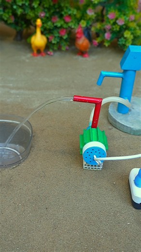 Mini hand pump project water with supply motor drinks horse and duck farm #waterpump #shorts #873