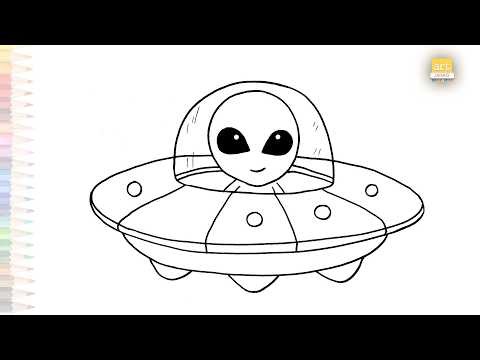 Alien flying saucer drawing easy | Outline sketches | How to draw A Alien step by step | #artjanag