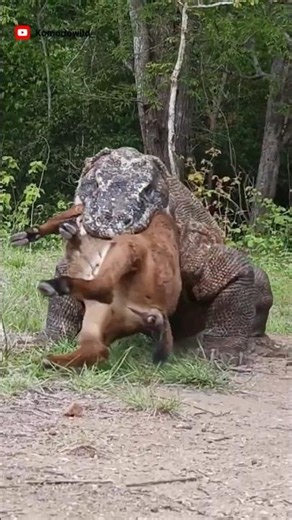 OMG ☠️☠️ Komodo Hunting Giant Goat #komodo #wildlife #animalshorts