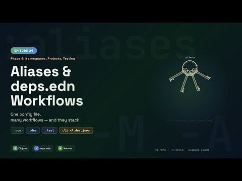 Clojure Aliases and deps.edn Workflows — :dev, :test, :run, and Stacking | Episode 24