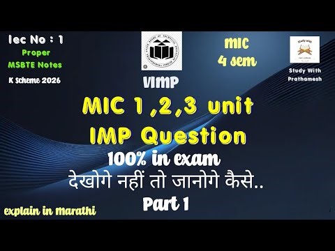 Microprocessor Unit 1, 2, 3 VIMP Questions 🔥 | MSBTE K Scheme 2026 sem 4 @Study_With_Prathamesh 