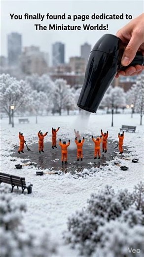 Snow Shoveling miniature tilt-shift style scene in a snowy urban park#viral #cinematicai#viralvideo