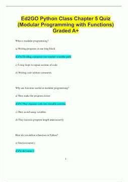 Ed2GO Python Class Chapter 5 Quiz Modular Programming with Functions Graded A1282