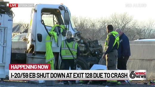 I-20/59 EB is shut down at exit 128 in Jefferson County due to a crash. WBRC is working to learn more. | WBRC 6 News