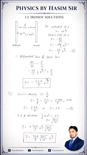 ⚡ I.E. IRODOV SOLUTIONS | Space Charge Between Parallel Plates ⚡ #physics #jeephysics