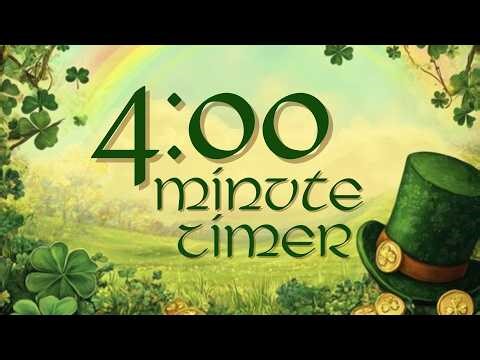 🍀🌈4 Minute Countdown Timer ⏱️ | Lucky Shamrock Rainbow Timer for Focus, Study & Classroom