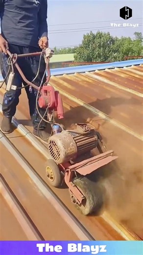 Small Machine Removes Rust from Old Tin Roof Easily | Satisfying Cleaning