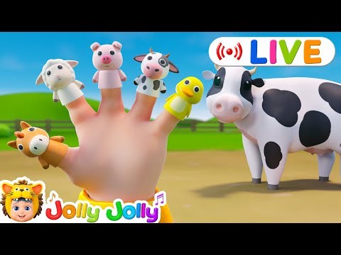 LIVE🔴Animal Sing Along Songs | Animals Finger Family, Five Little Ducks | Jolly Jolly | Top Hits Kid
