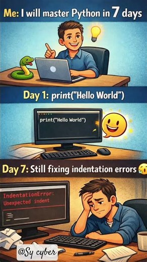 Learning Python Be Like 🤣 | Day 1 vs Day 7