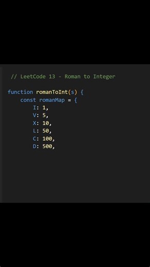 Solve LeetCode 13 Roman to Integer #shorts #coding #javascript