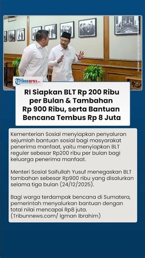 Kemensos Gulirkan BLT Rp 200 Ribu dengan Tambahan Rp 900 Ribu kepada Puluhan Juta Kepala Keluarga