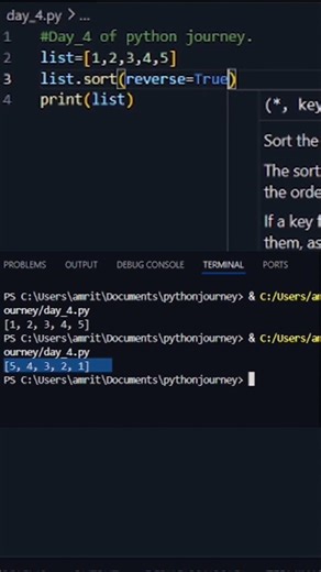 Python Challenge Day 4 | Print List then Reverse It 🔥#python #goviral #coding #programming