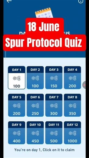 18 June Spur Protocol Quiz Answer🔥 Today Spur Protocol Quiz today Answer🔥SPUR Protocol Voucher Code