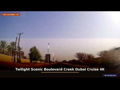 Twilight Scenic Boulevard Creek Dubai Cruise 4K