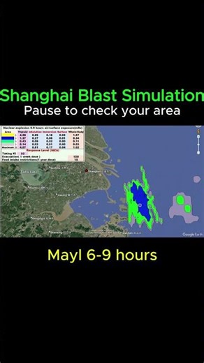 Shanghai May Blast, Fallout Simulation. 上海五月爆炸, 辐射模拟。 #radiation #weather #nuclearbombs #explosion